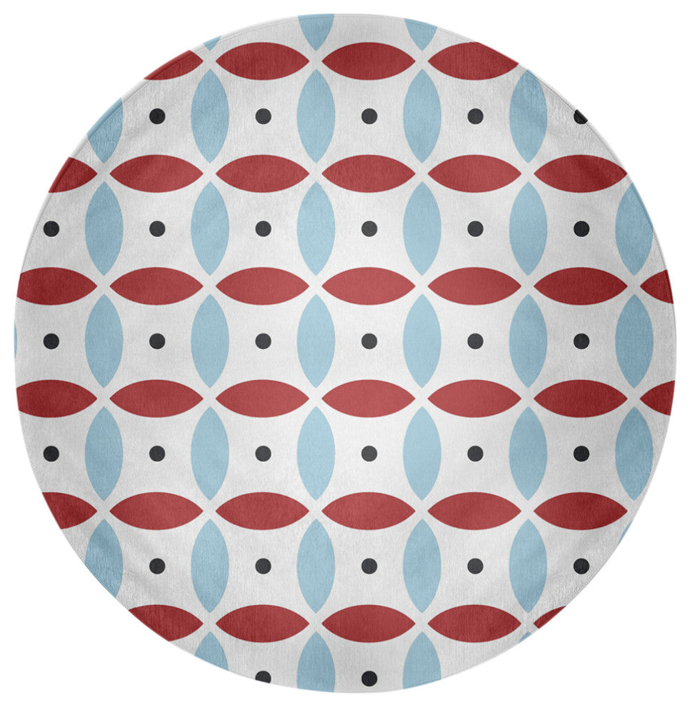 Geometric Spring Chenille Rug, Ligonberry Red, 5' Round