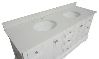 Bella 72" Double Bath Vanity, Base: White, Top: Quartz