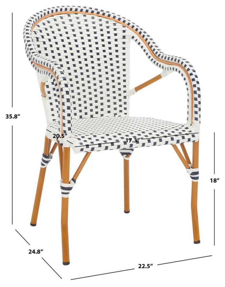 Safavieh Outdoor California Armchair, White/Navy