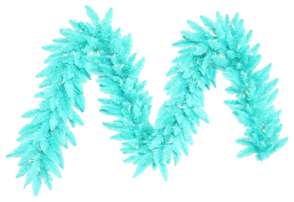 Vickerman K161015 9' Aqua Artificial Christmas Garland, Aqua Mini Lights
