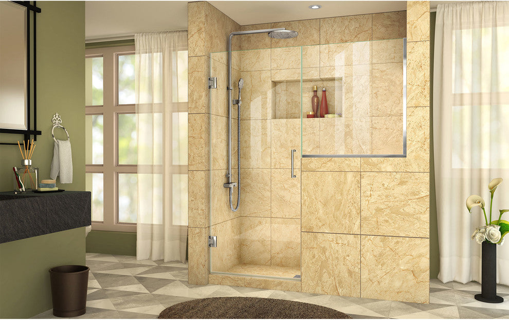 Unidoor Plus 60-60.5"x72" Hinged Shower Door, Chrome