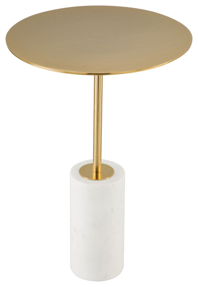 Gold and White Pedestal Side or Accent Table