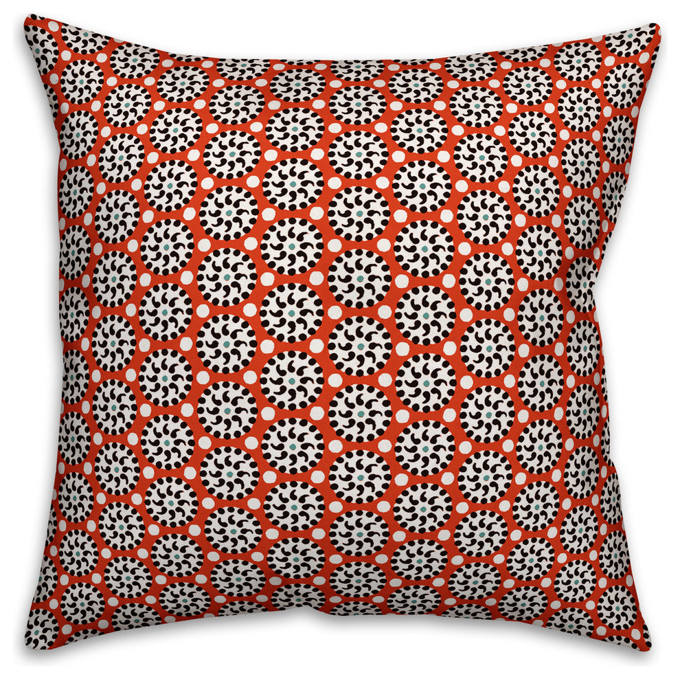 Boho Polka Dots, Red Throw Pillow Cover, 16"x16"