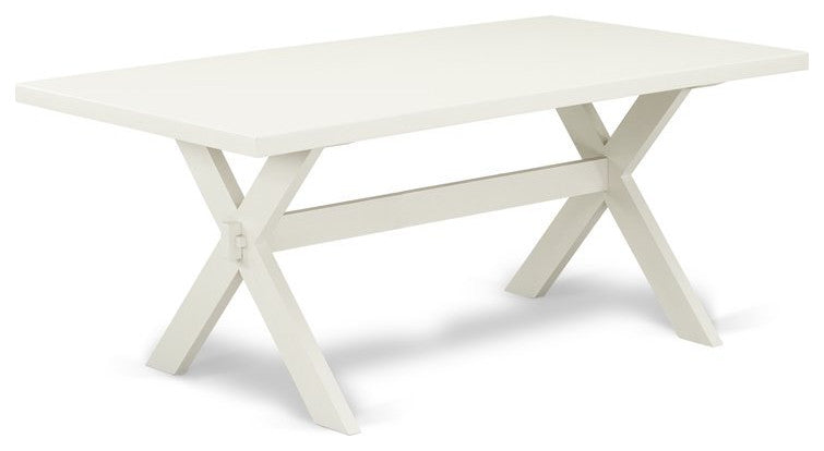 7-Piece Set, 6 Chairs and Rectangular Table, Linen White