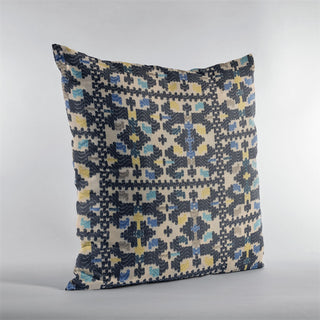 Plutus Blue Morocco Damask Luxury Throw Pillow, 12"x20"