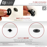 STYLISH 24" Rectangular Undermount Ceramic Bathroom Sink With 2 Overflow Finishe