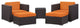 Modway Convene 5 Piece Outdoor Patio Sectional Set, Espresso Orange
