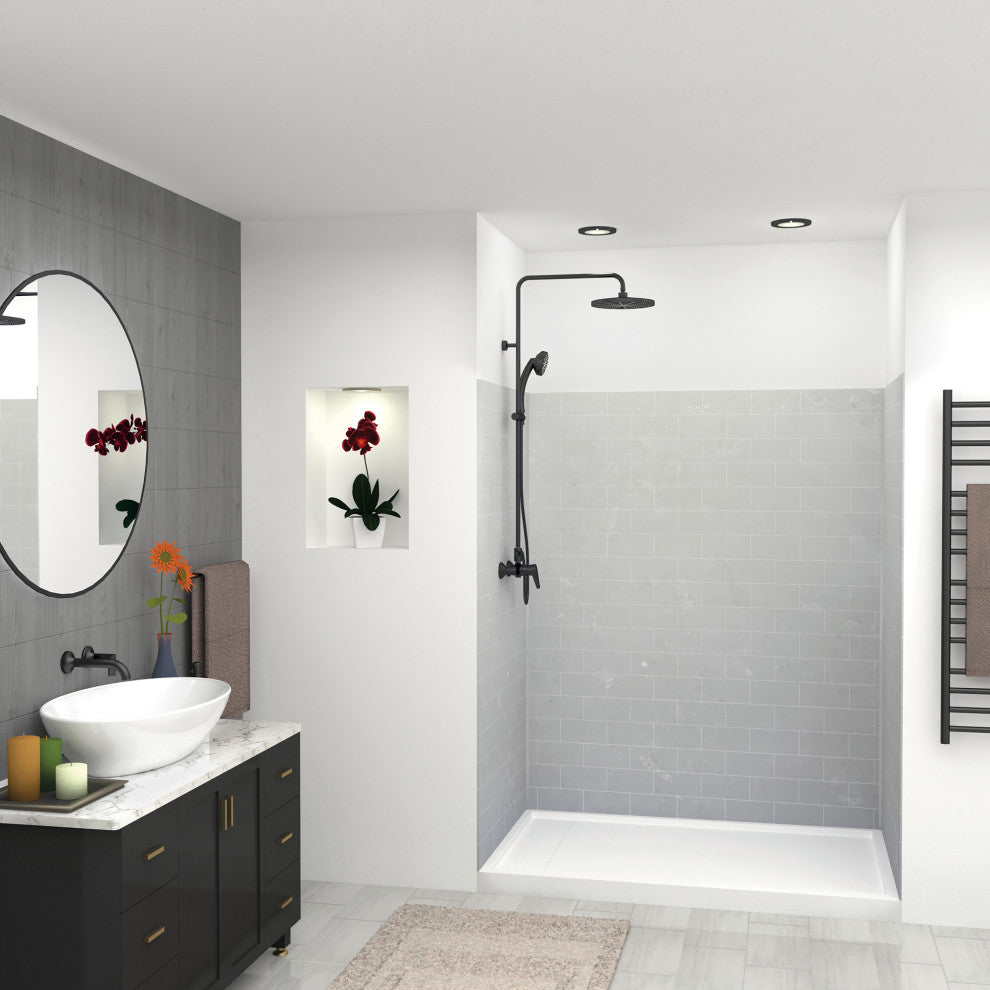 Transolid SaraMar 60"x36"x72" 3-Piece Shower Wall Kit, Lunar