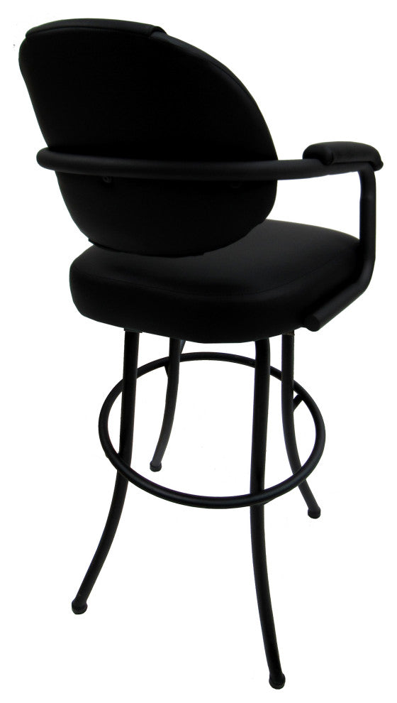 M-70 Swivel Bar Stool Metal Frame Counter 26", 30" Extra Tall 34", Black on Black, 30"