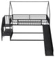 Gewnee Twin Metal Bunk Bed House Bed with Slide and Staircase in Black