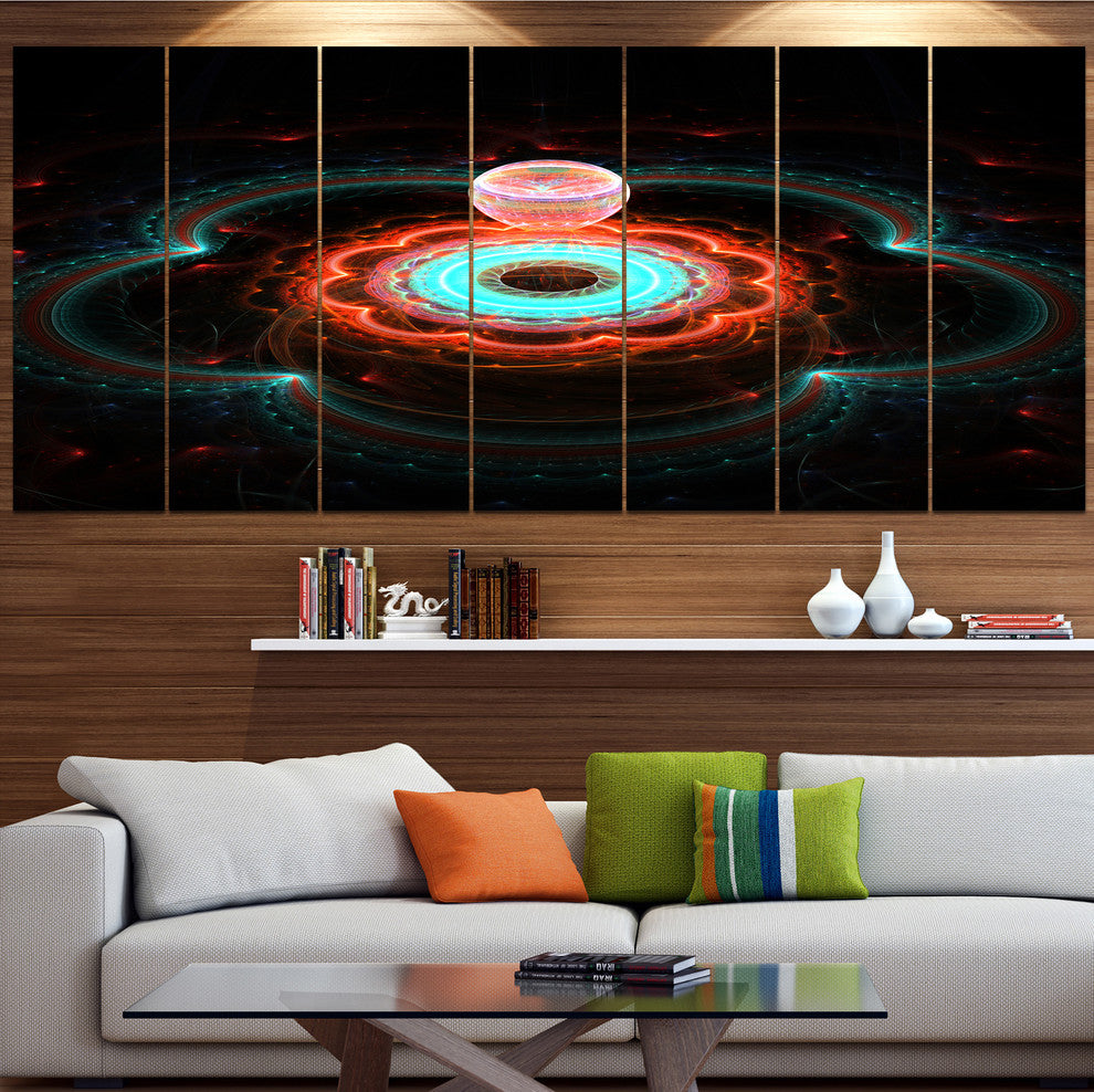 Balloon over Fractal Colored Area, Floral Canvas Art Print, 83"x32", 7 Panels