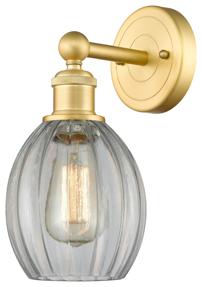 Edison Eaton 1-Light 6" Sconce, Satin Gold Finish, Clear Shade