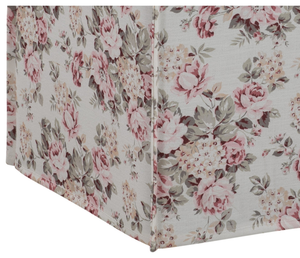 Rustic Manor Jazmyn Ottoman Upholstered, Linen, Cluster Red