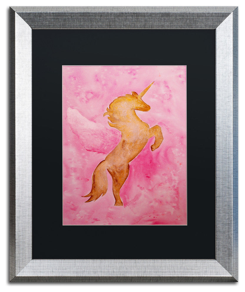 Nicole Dietz 'The Unicorn' Matted Framed Art, Silver Frame, Black, 20x16