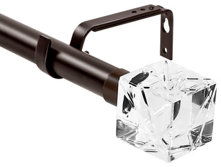 1" Diameter Cut Ice Single Drapery Curtain Rod, Bronze, 48"-84"
