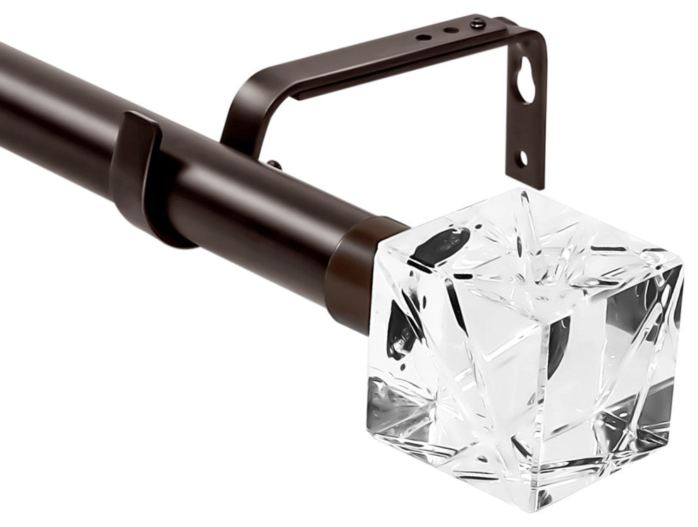 1" Diameter Cut Ice Single Drapery Curtain Rod, Bronze, 48"-84"