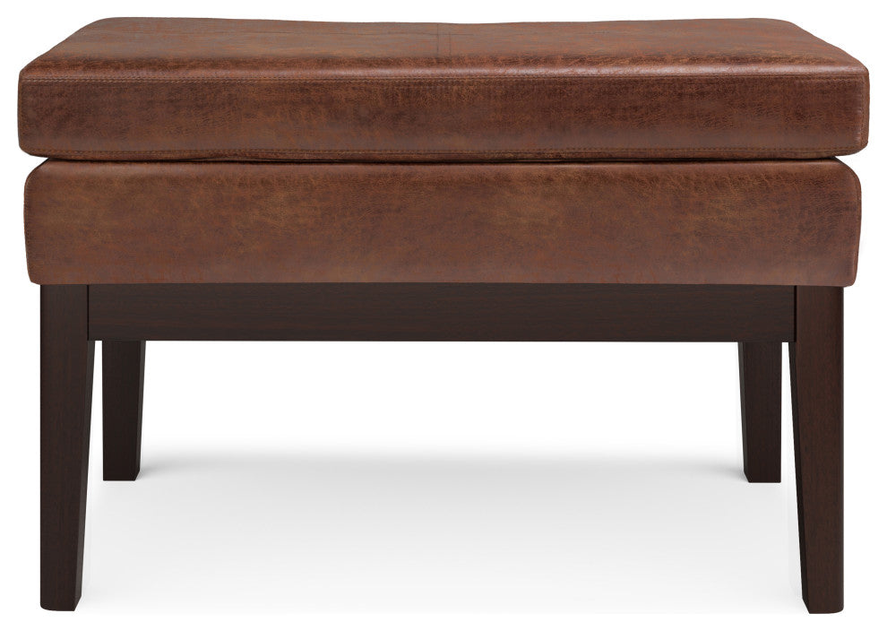 Carlson Small Ottoman Bench, Distressed Saddle Brown