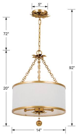 Broche 3 Light Antique Gold Chandelier