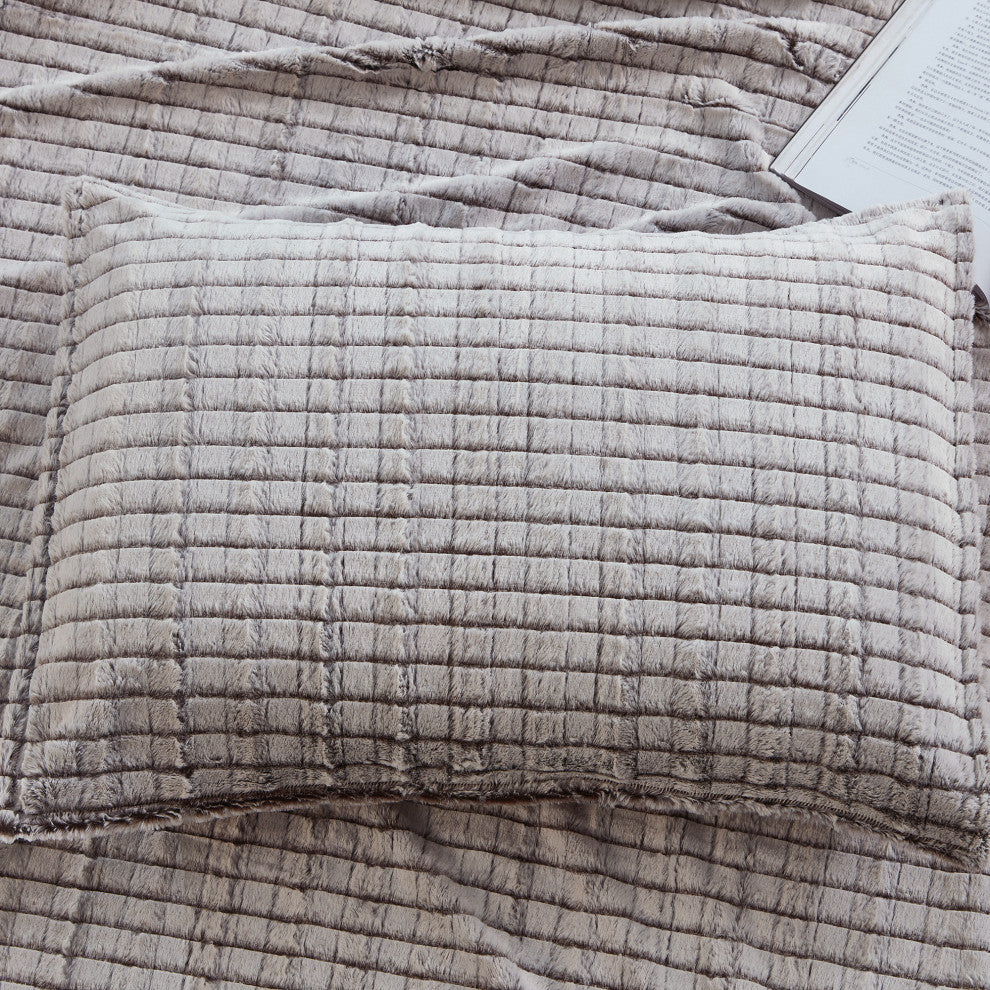 3 Piece Faux Fur Set Duvet, Paris, 92" X 90