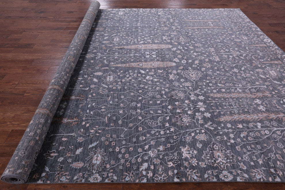 10' 1" X 14' 6" Hand-Knotted Persian Ziegler Wool and Silk Rug Q7061