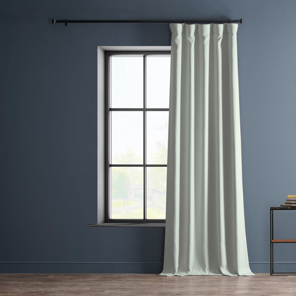 Faux Linen Darkening Curtain Single Panel, Oyster, 50"x84"