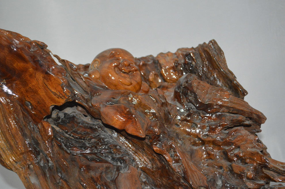 Wood Carved Buddha CC5 -  Size: 27"L x 24"W x 24"H.