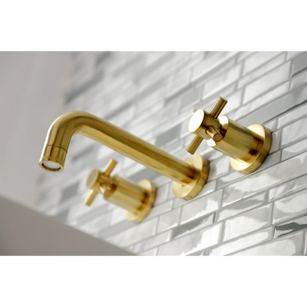 Kingston Brass KS8127DX 2-Handle Wall Mount Bathroom Faucet, Brushed Brass