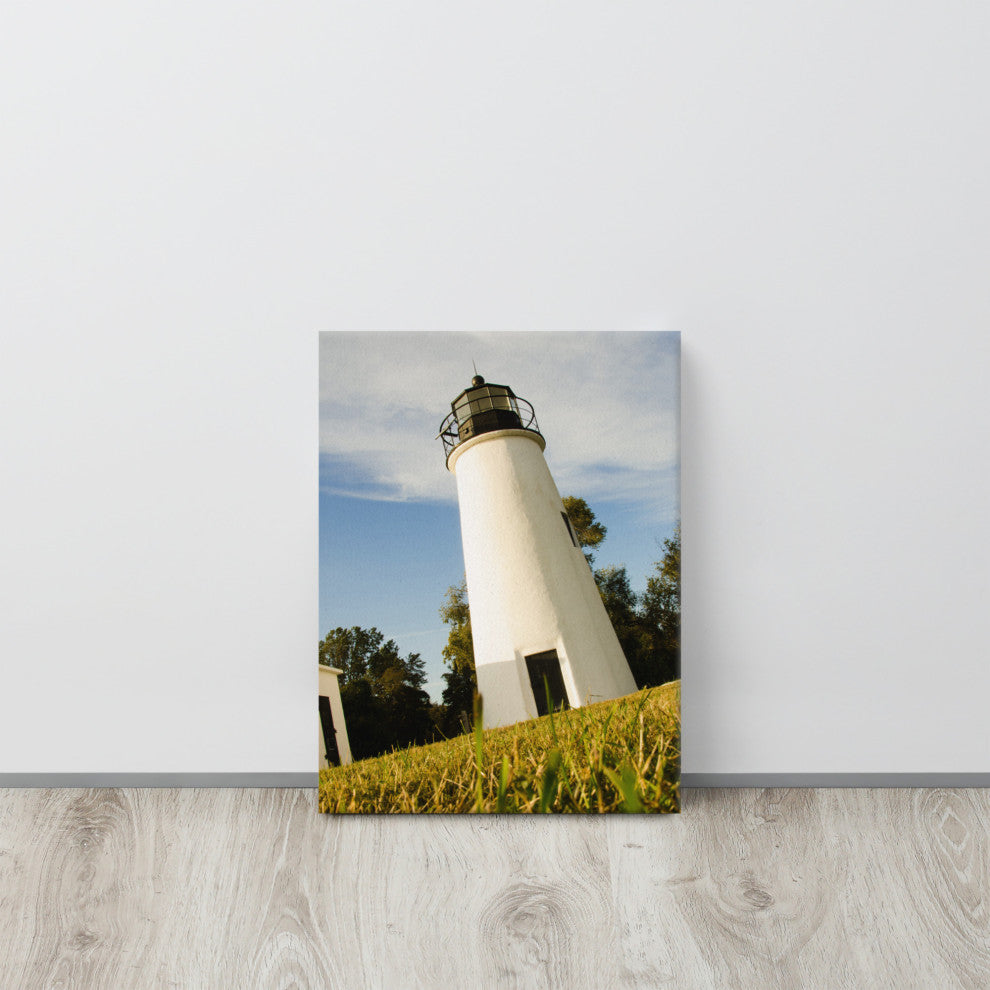 Turkey Point Lighthouse Coastal Landscape Photography Canvas Wall Art, 12" X 16"