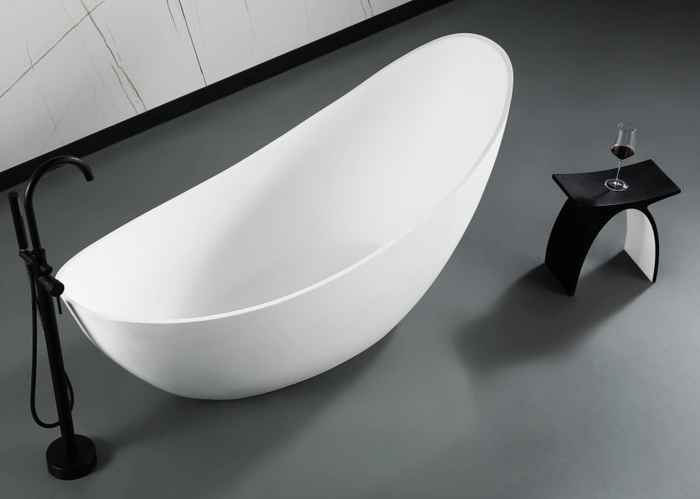 ABST77BM Black Matte Arched Solid Surface Resin Bathroom / Shower Stool
