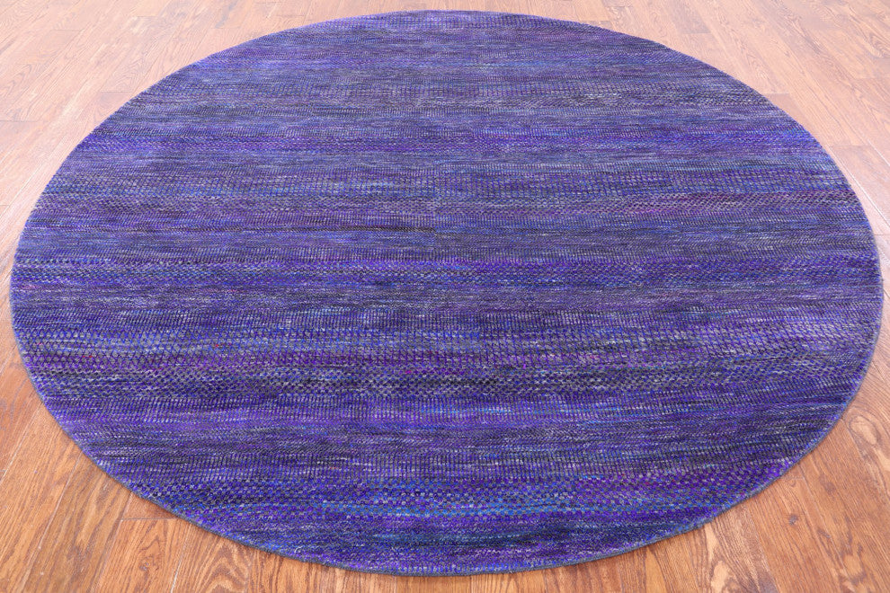 8' Round Super Savannah Gabbeh Wool and Silk Hand Knotted Rug Q6102