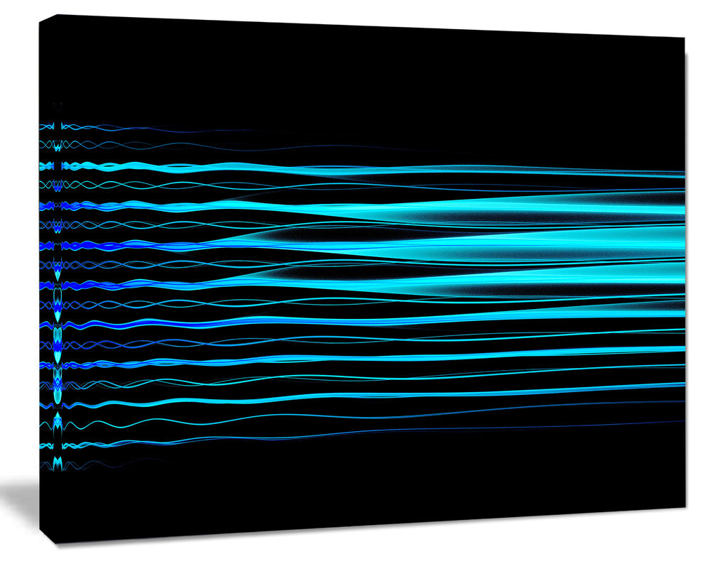 Blue Fractal Flames on Black, Abstract Art on Canvas, 20x12