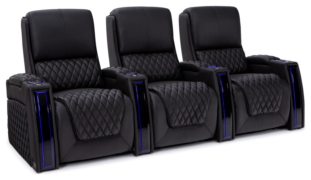 Seatcraft Apex Home Theater Seating, Black, Row of 3