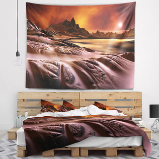 3D Rendered Alien Planet Landscape Wall Tapestry, 80"x68"