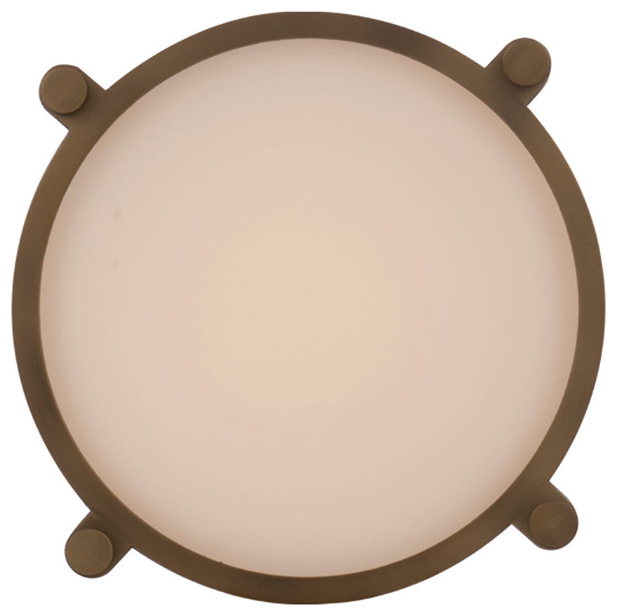 Wright LED Flush Mount 3000K, Aged Brass, 10"