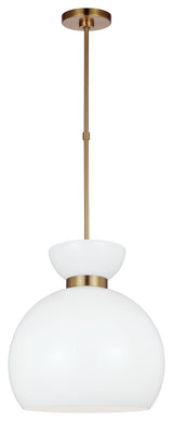 Londyn Round Pendant, Burnished Brass with Milk White Glass