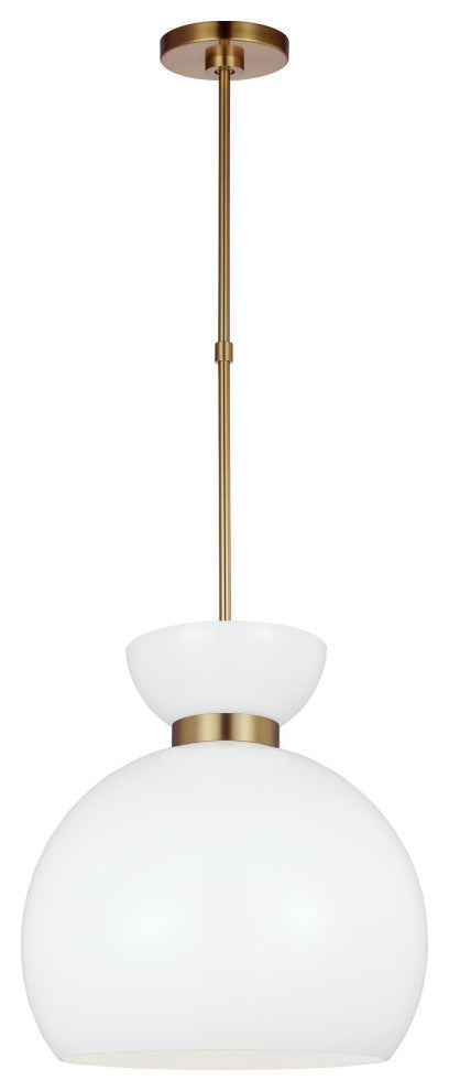 Londyn Round Pendant, Burnished Brass with Milk White Glass