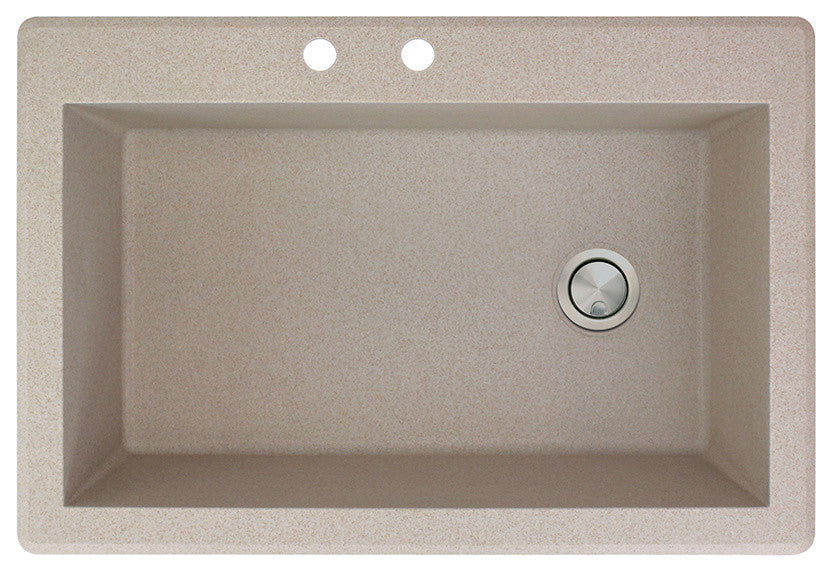 Radius 33" silQ Granite Single Bowl Kitchen Sink with 2 Holes in Cafe Latte