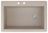 Radius 33" silQ Granite Single Bowl Kitchen Sink with 2 Holes in Cafe Latte