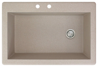 Radius 33" silQ Granite Single Bowl Kitchen Sink with 2 Holes in Cafe Latte