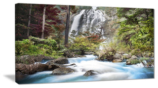 "Blue Klonglan Waterfall" Photography Canvas Print, 32"x16"