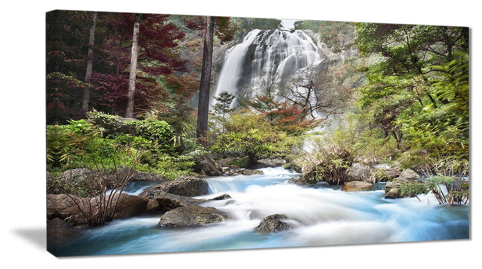 "Blue Klonglan Waterfall" Photography Canvas Print, 32"x16"