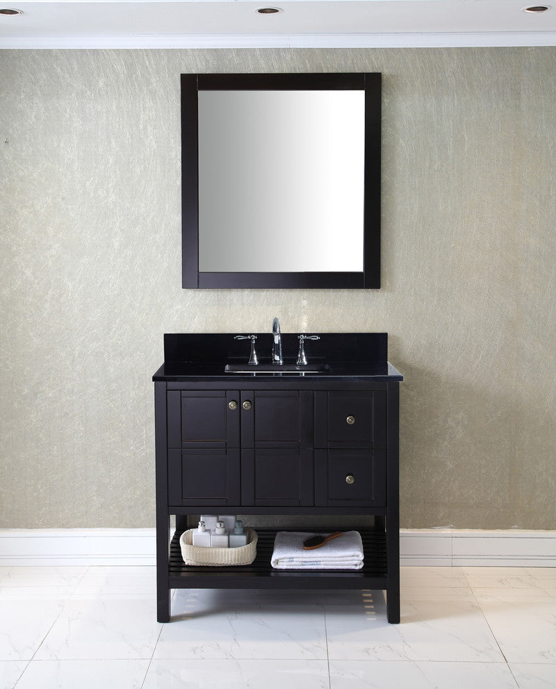 Winterfell 36" Single Bathroom Vanity Set Espresso, Granite Countertop