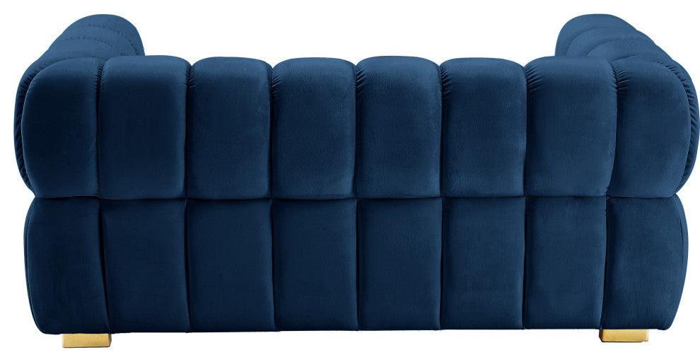 Gwen Velvet Upholstered Chair, Navy, Loveseat