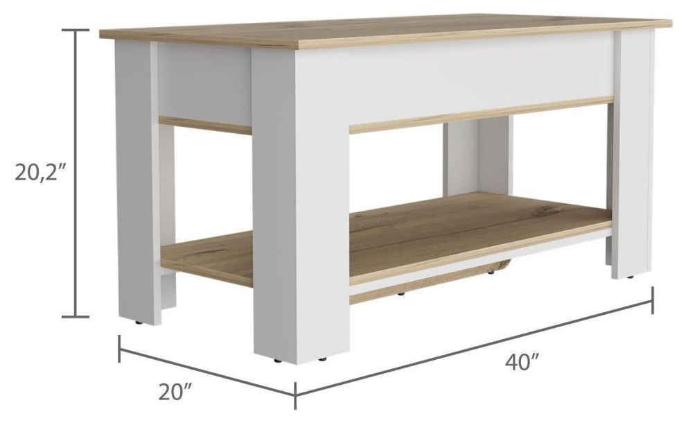 Saturn Storage Table, Light Oak / White