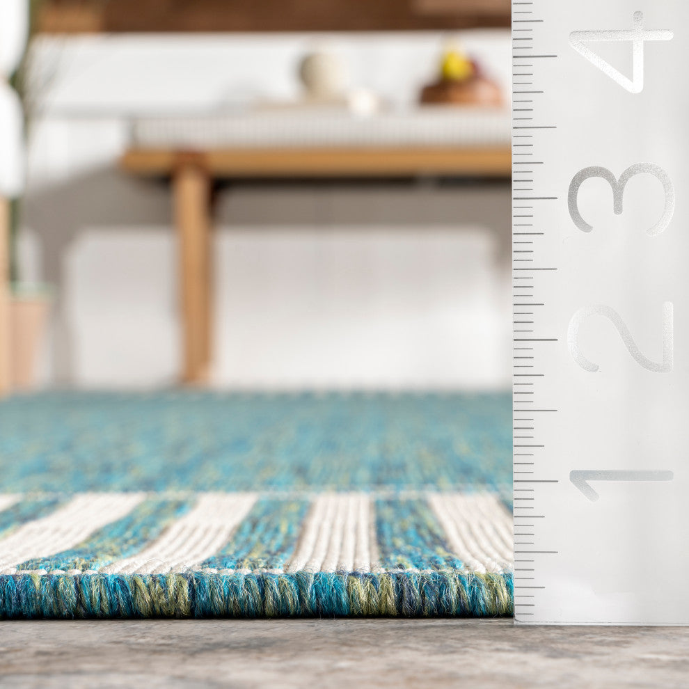 Nuloom Asha Simple Border Indoor/Outdoor Area Rug, Teal 9'6"x12'