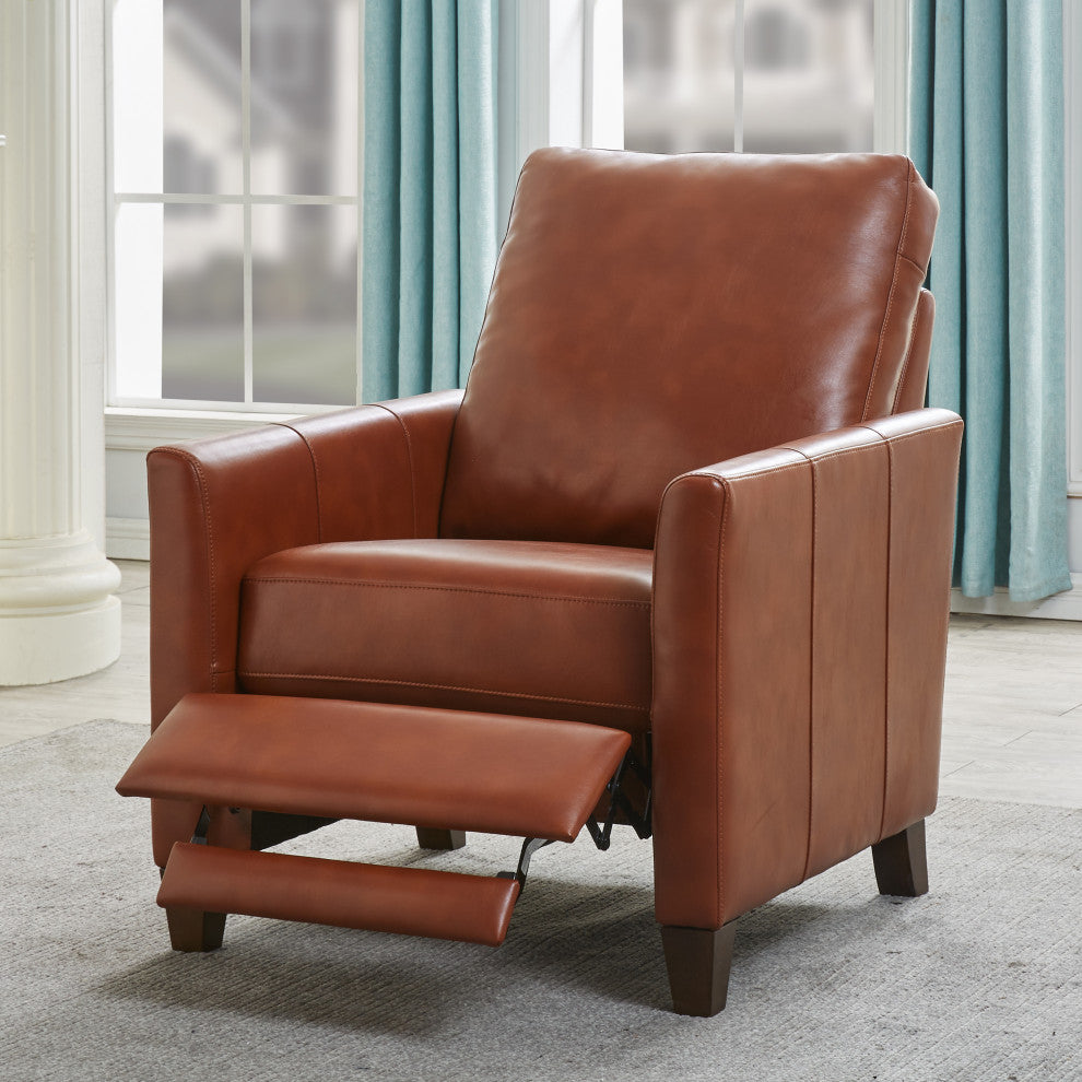 Penny Caramel Faux Leather Modern Recliner
