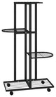 vidaXL 4-Floor Flower Stand with Wheels Decorative Plant Shelf Stand Black Iron