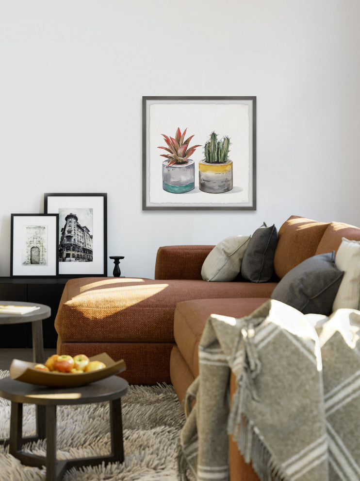 "Succulent Pair" Framed Painting Print