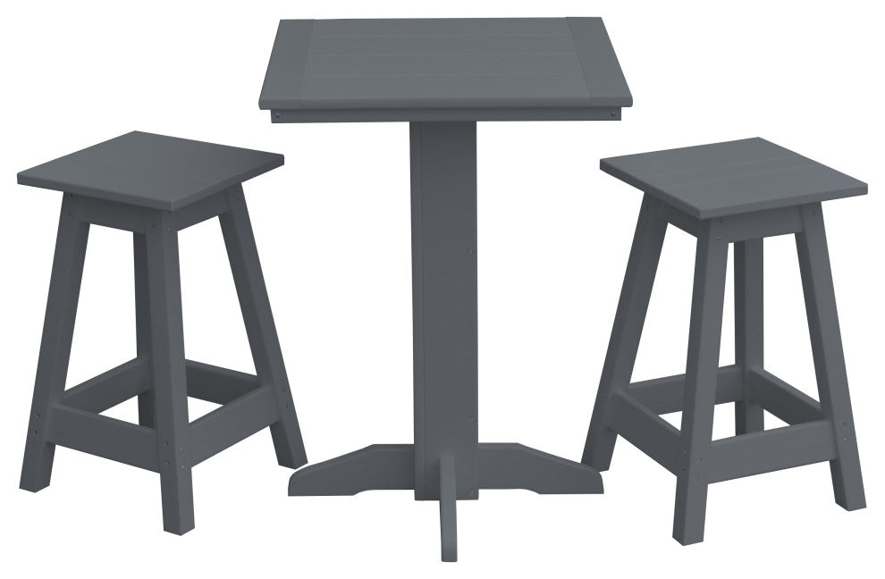 Poly Lumber Bistro Set, Dark Grey, Square