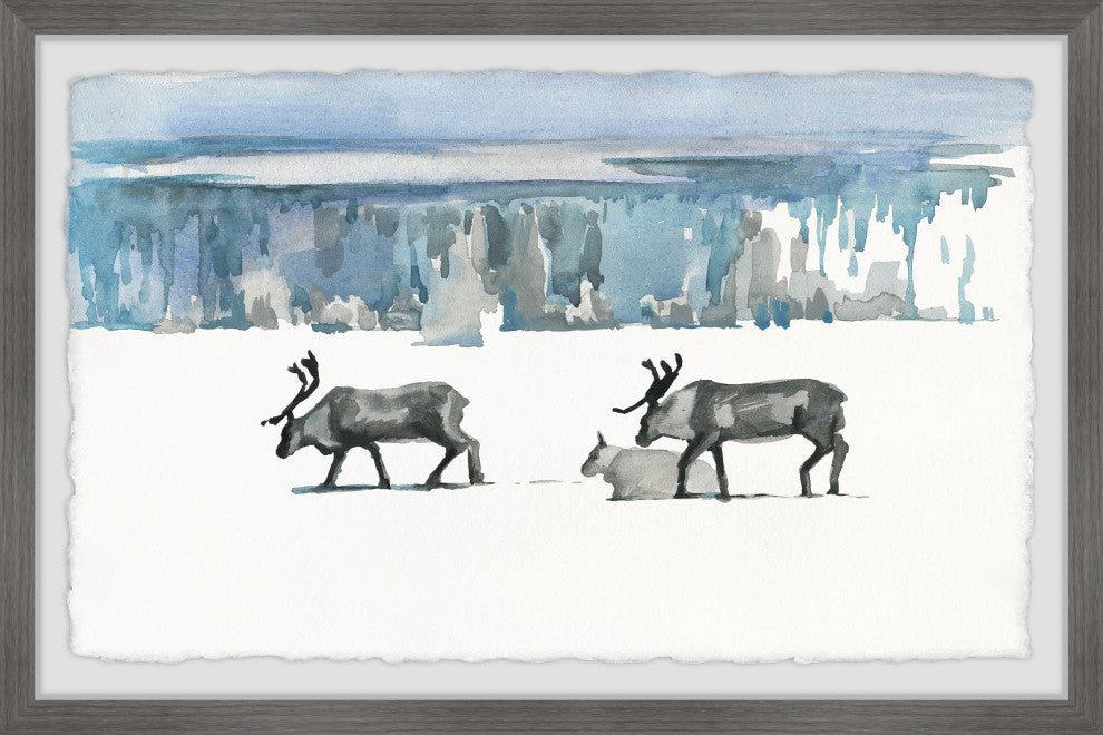 "Caribou Trek" Framed Painting Print, 18x12